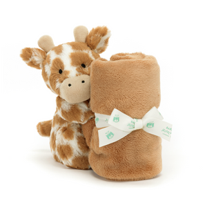 Double the comfort for double the dreams! The Jellycat Bashful Giraffe Soother features a soft plain soother and a recycled-fiber Bashful Giraffe for nighttime snuggles.