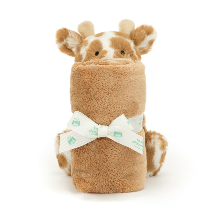 Double the comfort for double the dreams! The Jellycat Bashful Giraffe Soother features a soft plain soother and a recycled-fiber Bashful Giraffe for nighttime snuggles.