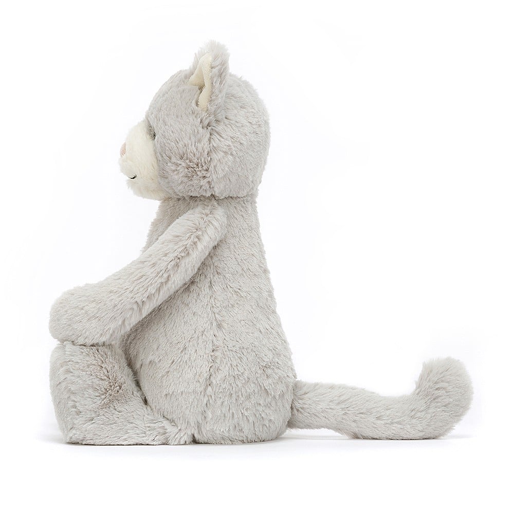 Ready for playtime! The Bashful Grey Kitty from Jellycat boasts irresistibly soft fur, a long, curved tail, and a pose perfect for adventures.