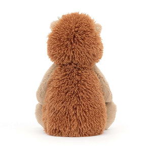 Cuteness from all angles! Jellycat's Bashful Hedgehog shows off its charmingly round shape, soft fur, and playful tail.