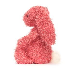 Side: Side view of Jellycat Bashful Holly Bunny plush toy, highlighting its soft fur and huggable paws.