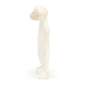 Side profile of the Jellycat Bashful Lamb Comforter, showing its full height.