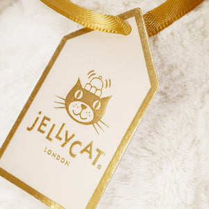 An image of Jellycats Luxe range golden tag.