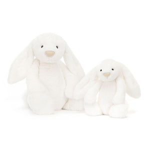 An image of the two different sized Jellycat Bashful Luxe Bunny Luna , huge and medium.