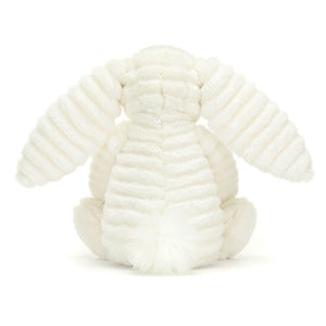 Back View: Backside of the Jellycat Bashful Luxe Bunny Nimbus showcases the soft double-cream fur with a cute fluffy tail.