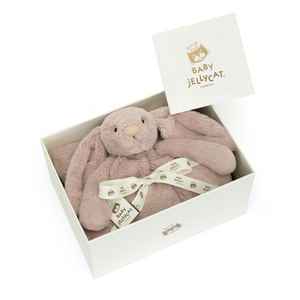 Gift box bliss! The Jellycat Bashful Luxe Bunny Rosa Blankie makes a luxurious and unforgettable present for any little one.
