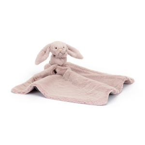 Luxuriously Soft Jellycat Bashful Luxe Bunny Rosa Soother, Holding a Cloud-Like Soother. Perfect for Soothing Newborns. 