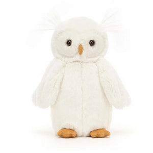 Big, wide eyes and a huggable body! The Jellycat Bashful Owl is the softest cuddle companion for little ones. (Face-on view)