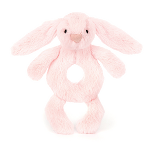 Fun playtime with the Jellycat Bashful Pink Bunny Ring Rattle! Adorable pink bunny rattle with easy-to-grasp ring and a built-in rattle for shaking fun