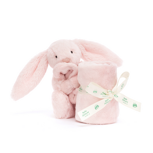 Sweet dreams with the Jellycat Bashful Pink Bunny Soother! Soft pink bunny soother set with a luxuriously soft blanket, perfect for bedtime cuddles.