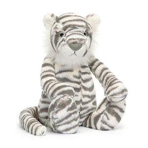 Majestic cuddles! Jellycat's Bashful Snow Tiger boasts bold stripes, a playful stance, and a soft fur inviting endless adventure.