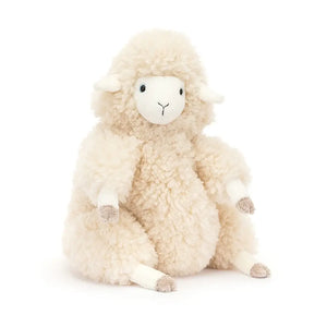 Quirky cuteness overload! Jellycat's Bibbly Bobbly Sheep boasts chunky fluff, playful pose, and adorable details. Embrace the huggable fun! 