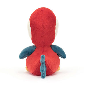 Red feathers & inky tail feathers! Jellycat Bodacious Beak Parrot is a vibrant addition to any home or collection.