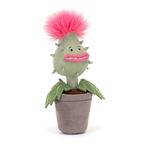 Neon pink hair steals the show! Meet Carniflore Priscilla, the coolest plush Venus Flytrap around, with soft green leaves and a sassy attitude. (Jellycat Carniflore Priscilla plush toy)