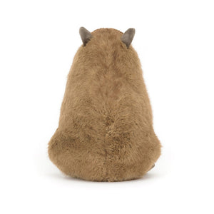 Tailored for tranquility: The back view of Jellycat's Clyde the Capybara reveals his soft fur, chunky form, perfect for calming cuddles.