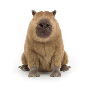 Super-soft snuggles: This frontal view of Jellycat's Clyde the Capybara highlights his chunky form and silky-smooth fur, ideal for all-ages comfort.