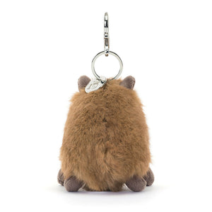 Back view of the Jellycat Clyde Capybara Bag Charm, displaying its soft fur and secure clasp.