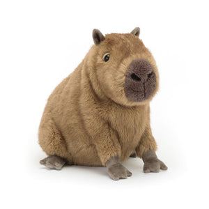Cozy cuteness from every angle: Jellycat's Clyde the Capybara features luxuriously soft fur, two-toned mocha fur, and a sweet expression.