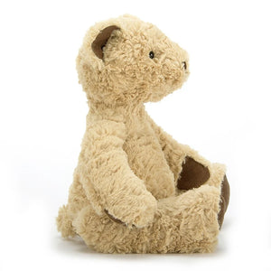 Side View: Ready for adventure! Side view of Jellycat Edward Bear showing soft fur, perky ears, and a curious expression.