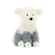 Jellycat Ewert Sheepdog plush toy with fluffy cream and grey fur.