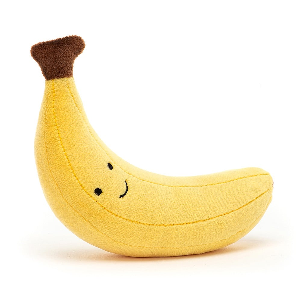 Go bananas for playtime! The Jellycat Fabulous Fruit Banana, with its silly grin and sunshine-yellow fur, is a guaranteed mood booster. (Front view)