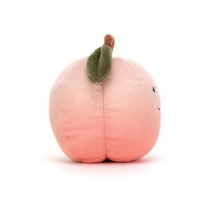 This adorable Jellycat Fabulous Fruit Peach plush shows off its round, fuzzy body and sweet embroidered smile.