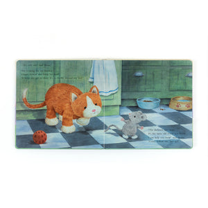 Jellycat Ginger the Courageous Kitten book, open to another inside spread,showing a beautifully illustrated scene.