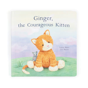 Front cover of the Jellycat Ginger the Courageous Kitten book, featuring Ginger and highlighting the story's theme of courage.


