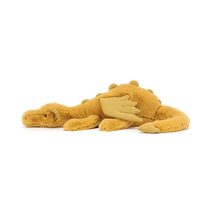 A side view of the Jellycat Golden Dragon.