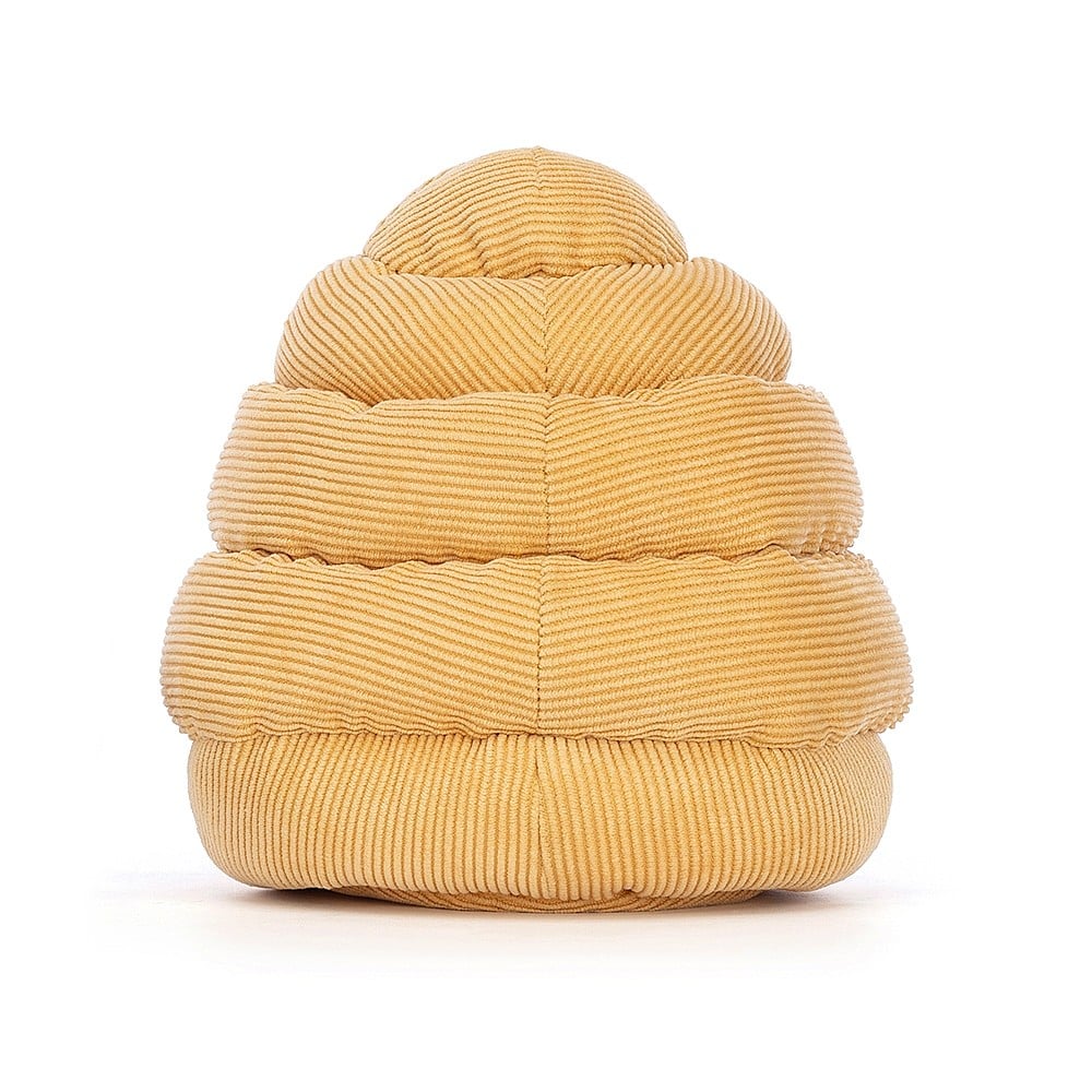 Snuggle-ready wings & endless buzzes: The back view of Jellycat's Honeyhome Bee reveals its soft fur & adorable hive. Perfect for cozy moments!