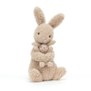 Double the bunny love! Jellycat Huddles Bunny, a set featuring a parent bunny and their little one with tousled cream fur, are ready for cuddles.