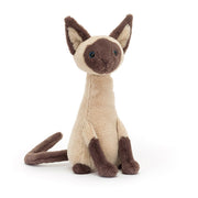 Siamese elegance at an angle! Jellycat Iris Siamese Cat boasts soft fur, piercing blue eyes, & captivating pose. A slinky cuddle pal!