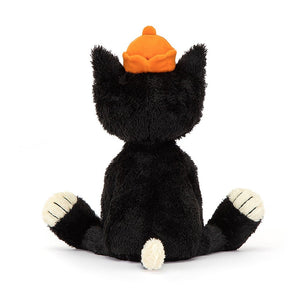 A rear view of Jellycat Jack with his Orange crown.