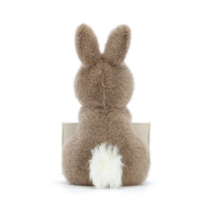 Surprise delivery on the way! The Jellycat Messenger Bunny has a cute tail and soft fur.