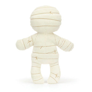 Back: Cuddly Jellycat Mummy Bob plush (back view) with embroidered stitches.