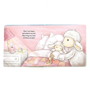 Open Book:  Unfold a love story! The Jellycat My Mum and Me Book is open, inviting you to share a heartwarming tale of a lamb and its mummy sheep.