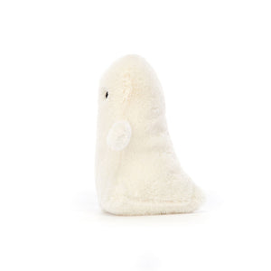 Side view of Jellycat Ooky Ghost shows tiny tail.