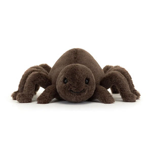 Straight On View: Big smile, bigger hugs! Ooky Spider, a quirky Jellycat plush with a chunky thorax and wriggly legs, is ready for Halloween adventures.