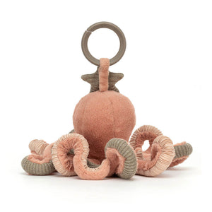 Back view of Jellycat Odell Octopus Activity Toy highlighting its soft and durable fabric design.