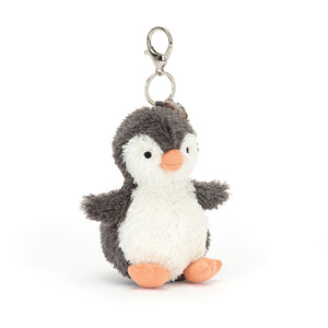Angled View: Bring a smile to your bag with the Peanut Penguin Bag Charm! (17 cm x 6 cm) This playful penguin features soft fur, waggly fins, and a secure clip. Perfect for penguin lovers on the go!