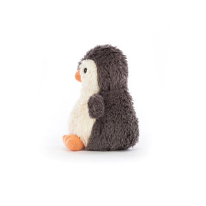 Side: Soft Jellycat Peanut Penguin plush (side view) with baby-soft fur & friendly face.