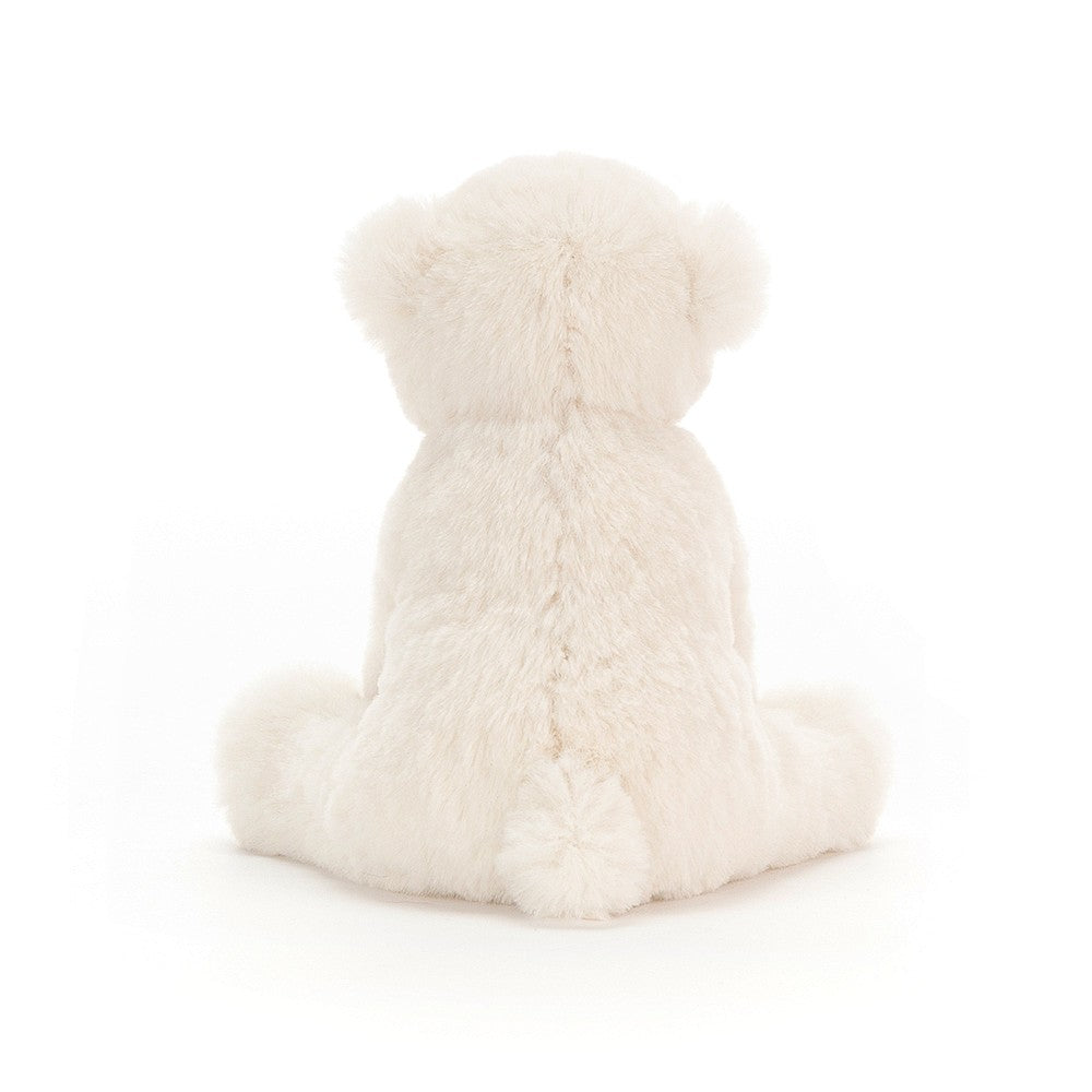 A rear view of Jellycat Perry Polar Bear.