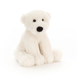 Jellycat Perry Polar Bear with plush cream fur and a big black nose.