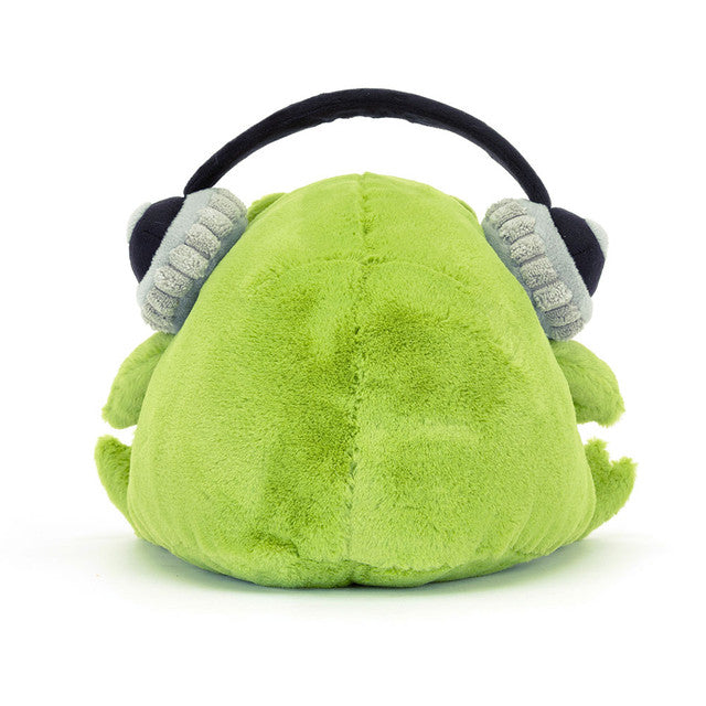 Back View: Backside of the Jellycat Ricky Rain Frog Headphones .