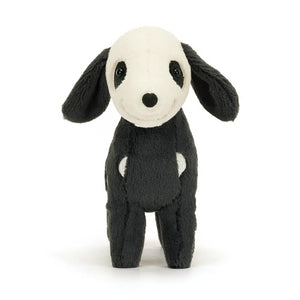 Straight: Huggable Jellycat Skeledog Dan plush (front view) with embroidered features.