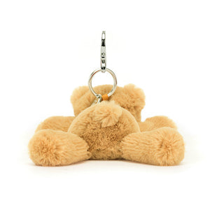 Back View: Backside of the Jellycat Smudge Bear Bag Charm showcases the soft golden fur.