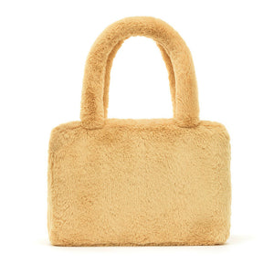 Back View: Backside of the Smudge Bear Tote Bag by Jellycat showcases  the soft  honeycomb fur.