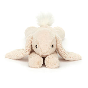 Front view of Jellycat Smudge Rabbit, showcasing its soft creamy fur and friendly face.