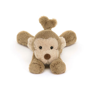 Front-facing Jellycat Smudge Monkey plush toy with big eyes and an adorable smile.