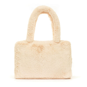  Back View: Backside of the Jellycat Smudge Rabbit Tote Bag showcasing the soft oatmeal fur.